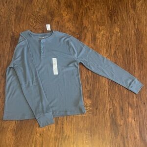 Old Navy Soft Blue Waffle Knit Henley